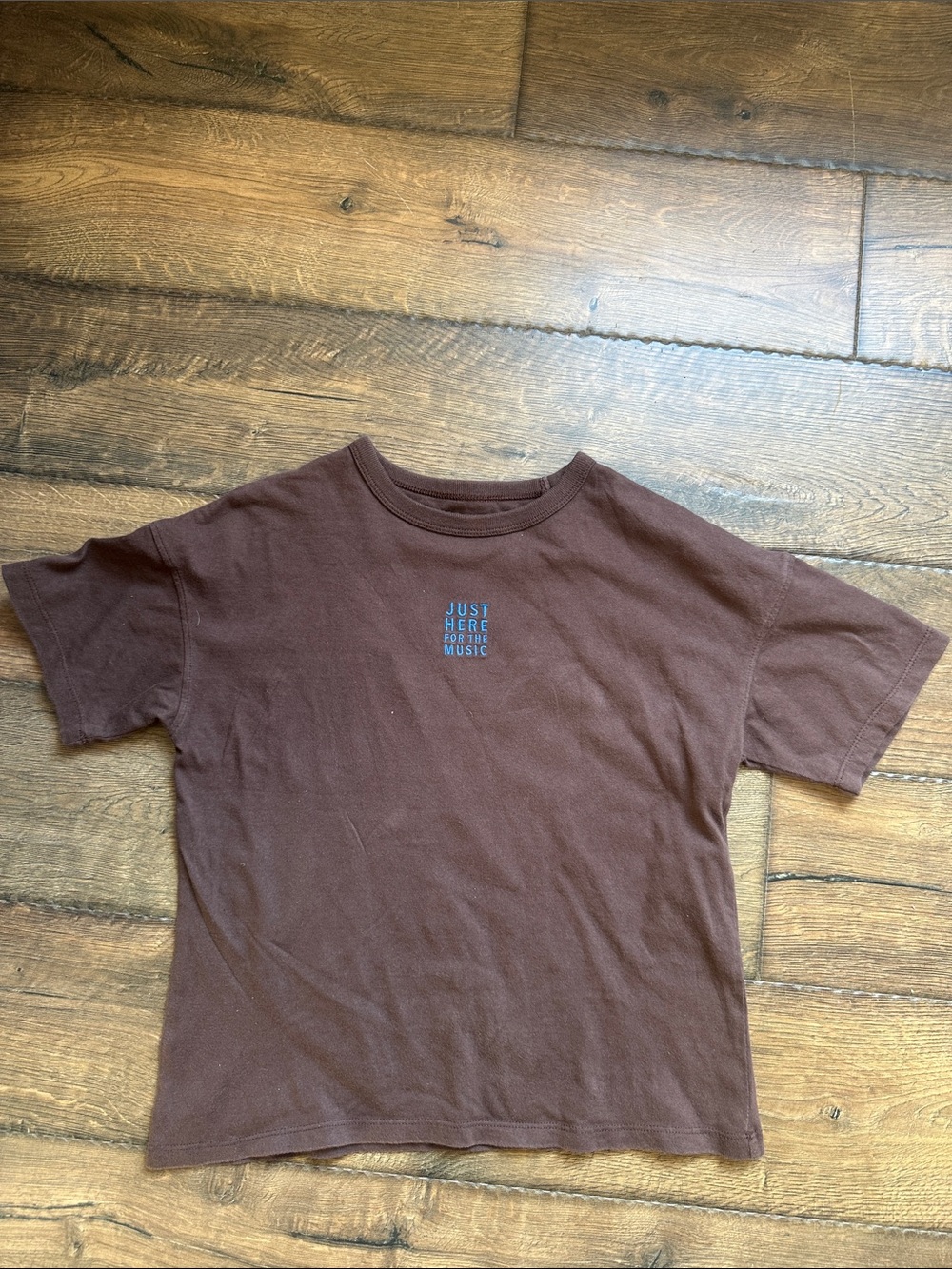 Kids Brown Short Sleeve Tee with Subtle Chest Print size medium 8